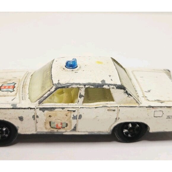 1968 Matchbox Lesney No.55/73 Mercury White Police Car Sedan Cop Blue Dome - Picture 5 of 6